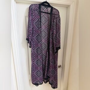 Torrid Pink and Black Patterned Kimono